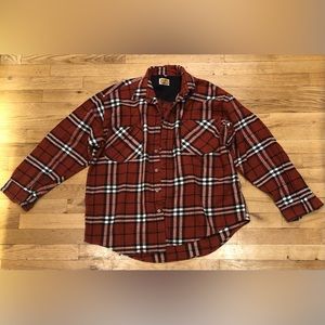 Men’s XL Flannel Button Up Red, Black, and White Double Duty Designed by VDM